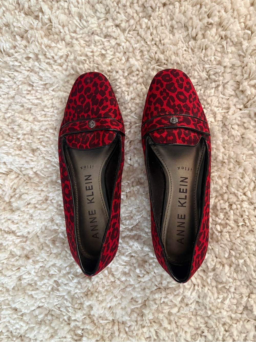 Anne Klein Red Leopard Print Slip-On Loafers - Picture 6 of 6